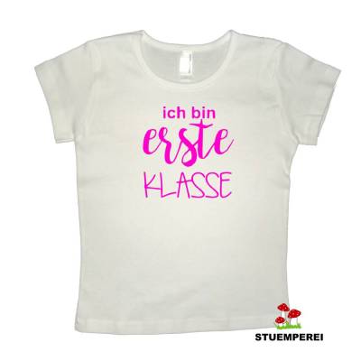 Flockbügelbild "ich bin erste Klasse" – Velour Schriftzug zum Aufbügeln, 12 x 12 cm