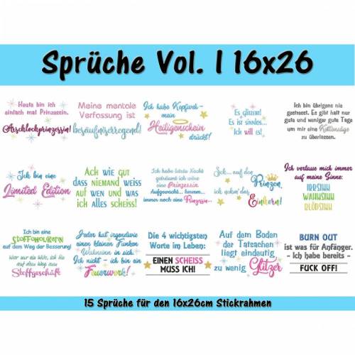 Sprüche Vol. I - Stickdatei-Set für den 16x26cm Rahmen