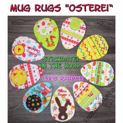 Mug Rugs Osterei Set - in the hoop 13x18cm Rahmen