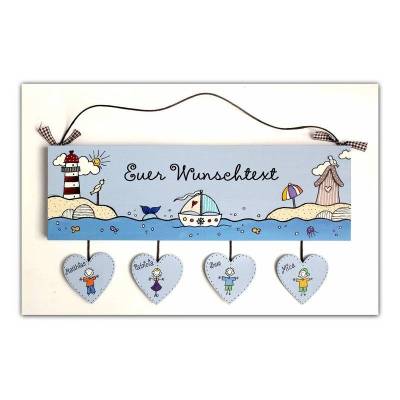 Türschild Familie aus Holz mit Name personalisiert – Handgemalt & Wetterfest – Geschenk für jeden Anlass - exklusives Willkommensschild - dekoratives Holzschild