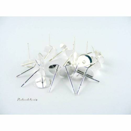 50 Ohrstecker mit Platte 8 mm  versilbert