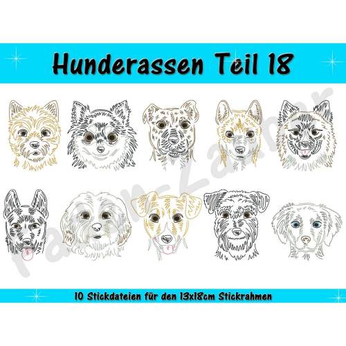 Hunderassen Teil 18 - Stickdatei-Set für den 13x18cm Rahmen