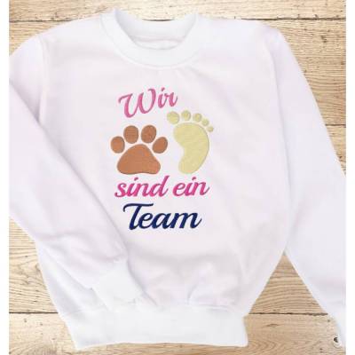 Stickdatei Wir sind ein Team, Hund Pfote, Taschenmotiv Set 451