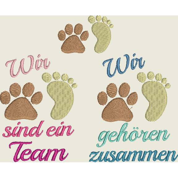 Stickdatei Wir sind ein Team, Hund Pfote, Taschenmotiv Set 451 Bild 4