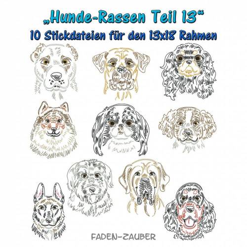 Hunderassen Teil 13 - Stickdatei-Set für den 13x18cm Rahmen