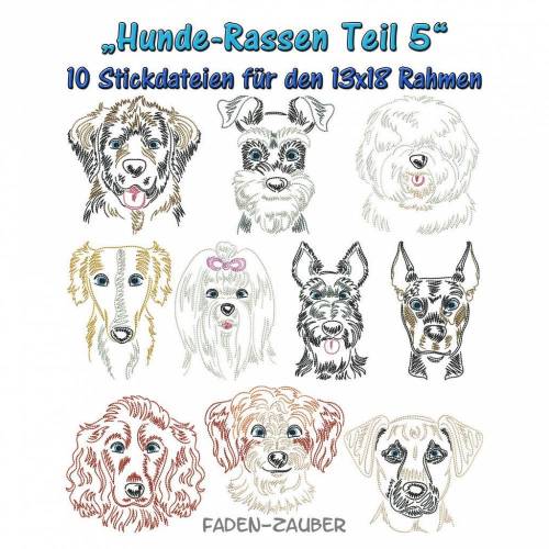 Hunderassen Teil 5 - Stickdatei-Set für den 13x18cm Rahmen