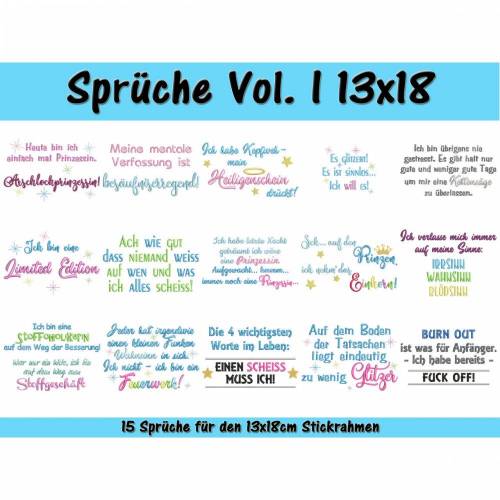 Sprüche Vol. I - Stickdatei-Set für den 13x18cm Rahmen