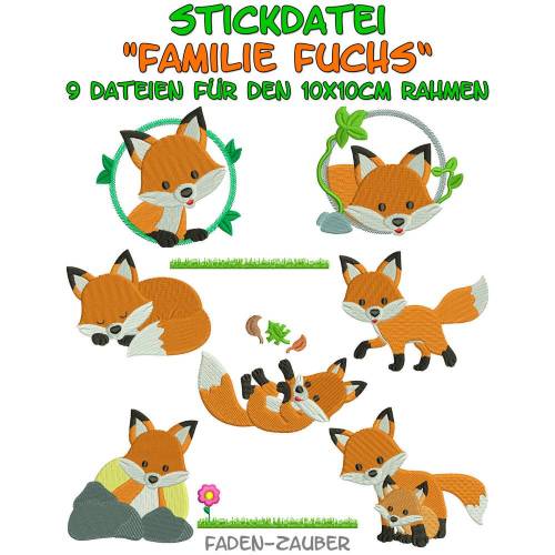 Familie Fuchs für den 10x10cm Rahmen