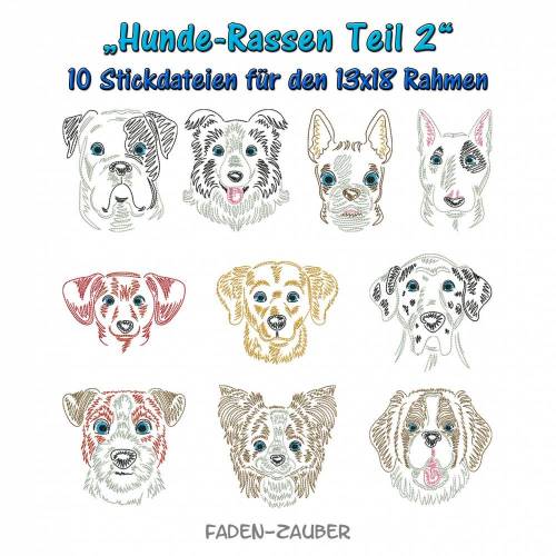Hunderassen Teil 2 - Stickdatei-Set für den 13x18cm Rahmen