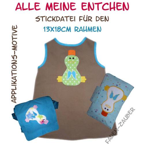 Alle meine Entchen - Applikationen 13x18cm Rahmen