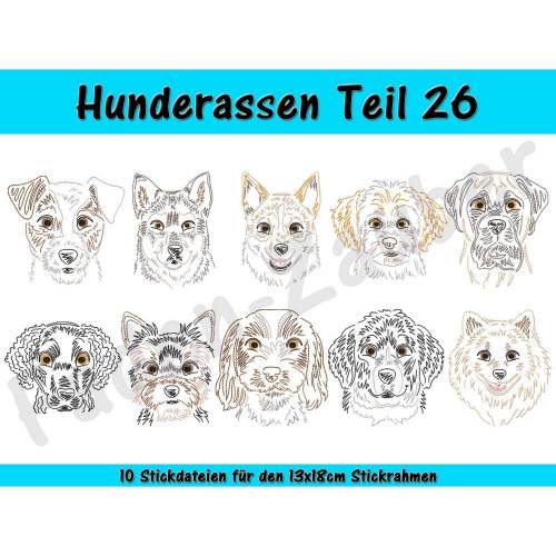 Hunderassen Teil 26 - Stickdatei-Set für den 13x18cm Rahmen