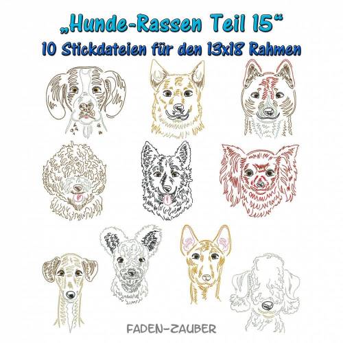 Hunderassen Teil 15 - Stickdatei-Set für den 13x18cm Rahmen
