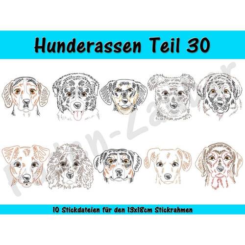 Hunderassen Teil 30 - Stickdatei-Set für den 13x18cm Rahmen