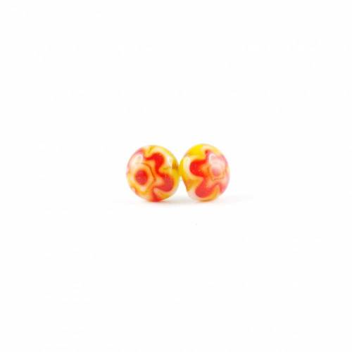 Ohrstecker Blume rot-gelb #030304