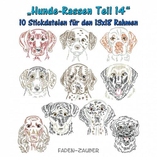 Hunderassen Teil 14 - Stickdatei-Set für den 13x18cm Rahmen