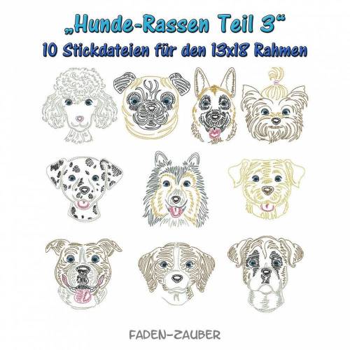Hunderassen Teil 3 - Stickdatei-Set für den 13x18cm Rahmen