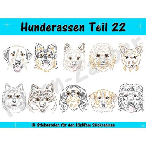 Hunderassen Teil 22 - Stickdatei-Set für den 13x18cm Rahmen