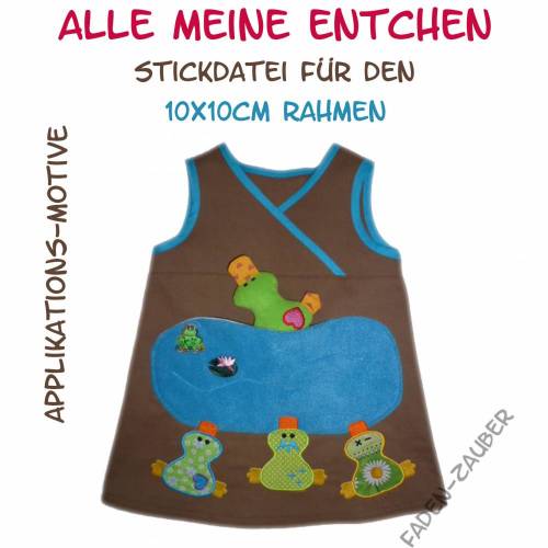 Alle meine Entchen - Applikationen 10x10cm Rahmen