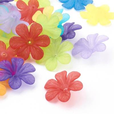 10 Blumenperle Blüten flach lucite 33 x 8 mm, 10 Farben