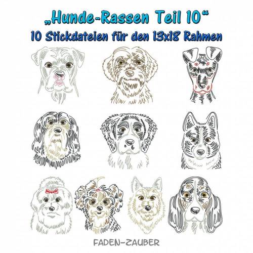 Hunderassen Teil 10 - Stickdatei-Set für den 13x18cm Rahmen