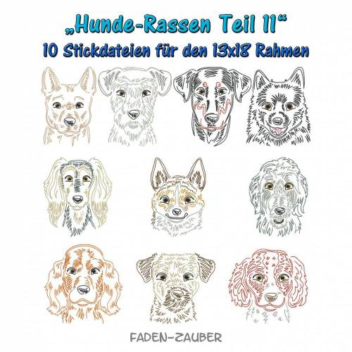 Hunderassen Teil 11 - Stickdatei-Set für den 13x18cm Rahmen