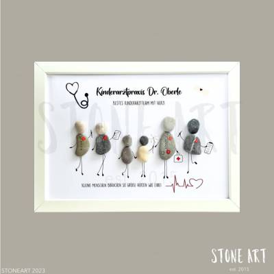 Steinbild „Praxisteam mit Herz" Geschenk für den Arzt bzw. die Ärztin und die Arztpraxis