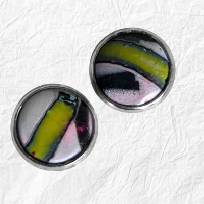 Edelstahl Ohrstecker ART 78 edler Ohrschmuck mit grün 12 mm