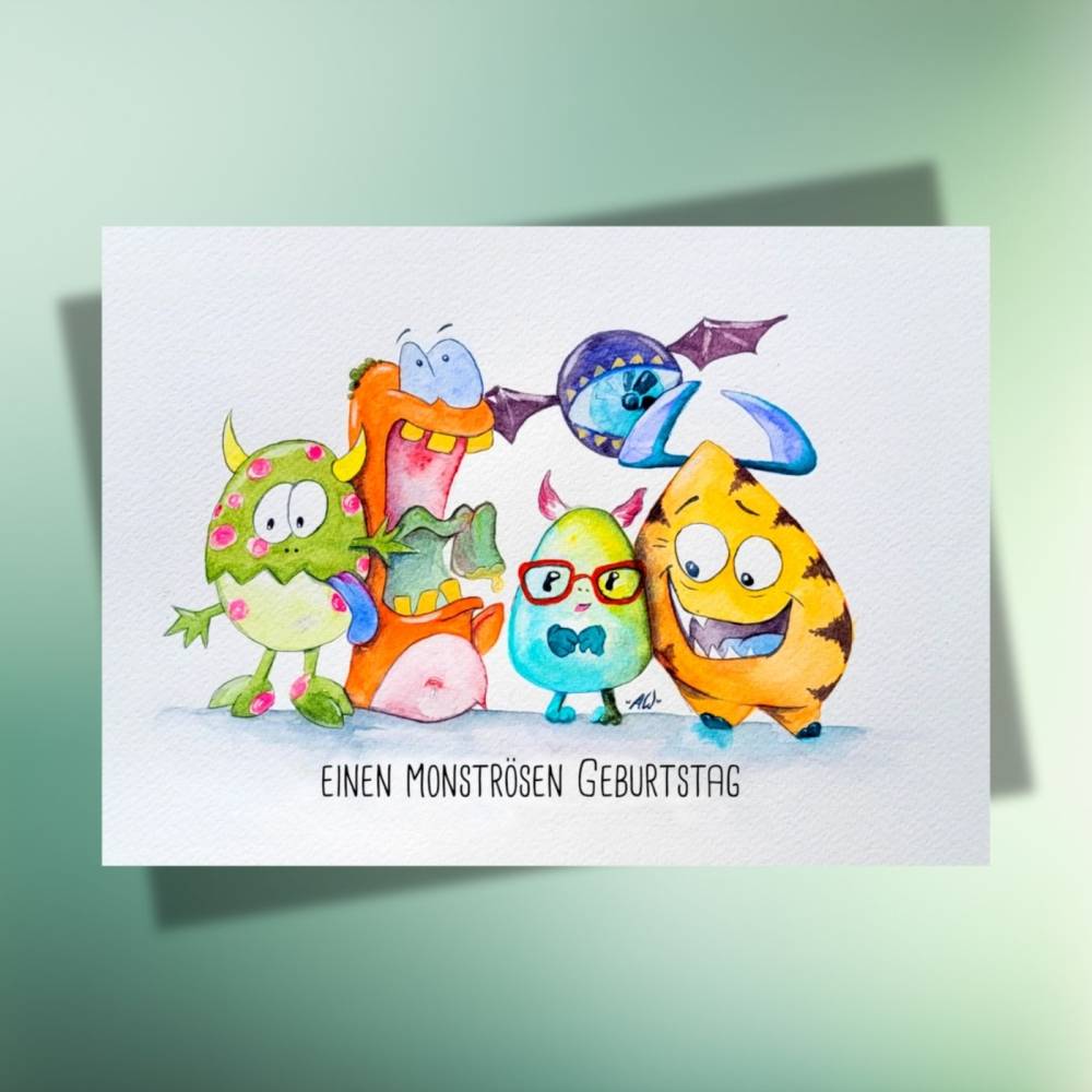 Einen monströsen Geburtstag - Postkarte | Geburtstag | Kindergeburtstag Bild 1
