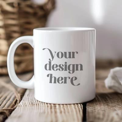 Vorlage | Mockup Tasse | weiße Keramiktasse | rustikal | Boho Style