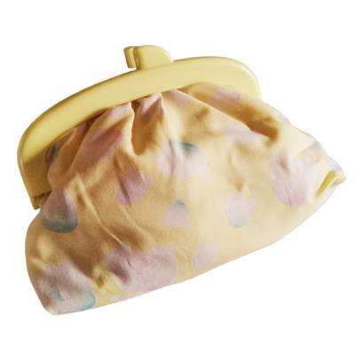 Vintage 90er gelber Kosmetikbeutel aus Stoff mit Kunststoffbügel – Kommunion Geschenk
