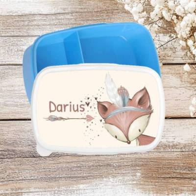 Brotdose Lunchbox mit Namen Fuchs Kinder personalisiert Vesperbox mit Trennfach Geschenk Einsch
