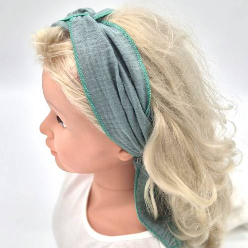 Haarband zum Binden aus Musselin 100 % Baumwolle (Bio) pacific grün
