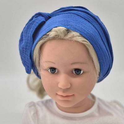 Bio Musselin Haarband zum Binden in kräftigem Mittelblau – 100 % Baumwolle