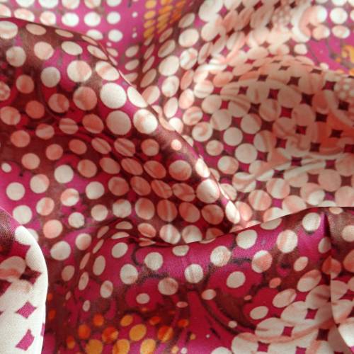 seidiger Viskose Satin in Pink, Rosa und Orange - italienischer Viskosestoff für fließende Kleider, Blusen, Röcke
