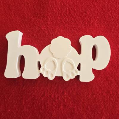 Aufsteller - "Hop" - Osterdekoration - Hasenpfoten -