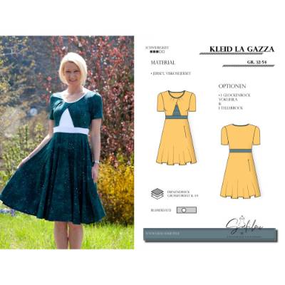 PDF-Schnittmuster Kleid La Gazza – Elegantes Design mit Cut-Out & zwei Rockvarianten (Gr. 32-54)/ Ebenen und B