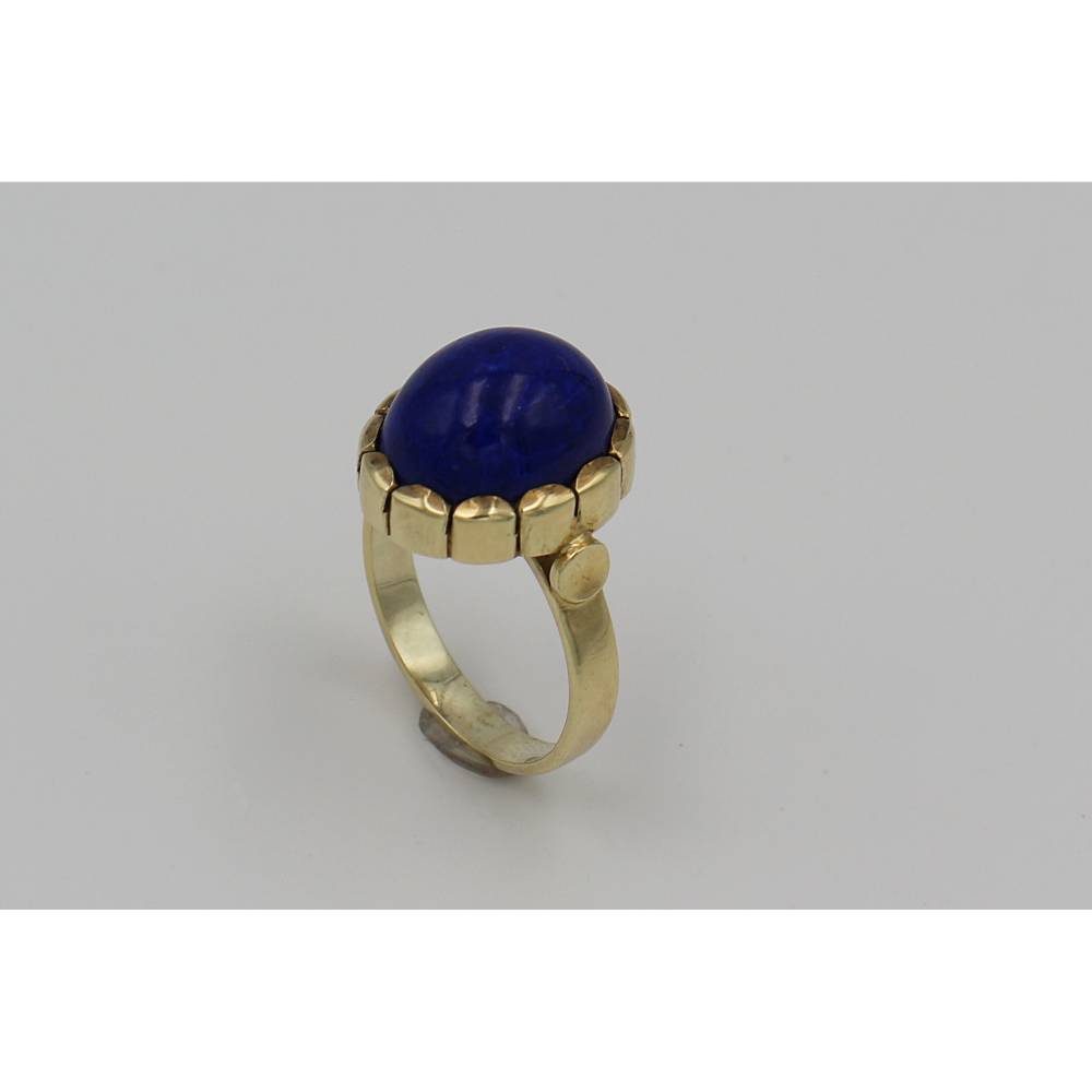 Lapislazuli Ring 585 Gold – Handgefertigtes Einzelstück, Ring mit echtem Lapislazuli in 14K Gelbgold Bild 1