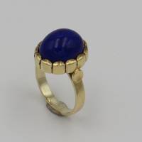 Lapislazuli Ring 585 Gold – Handgefertigtes Einzelstück, Ring mit echtem Lapislazuli in 14K Gelbgold