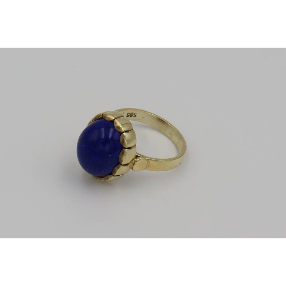 Lapislazuli Ring 585 Gold – Handgefertigtes Einzelstück, Ring mit echtem Lapislazuli in 14K Gelbgold Bild 3