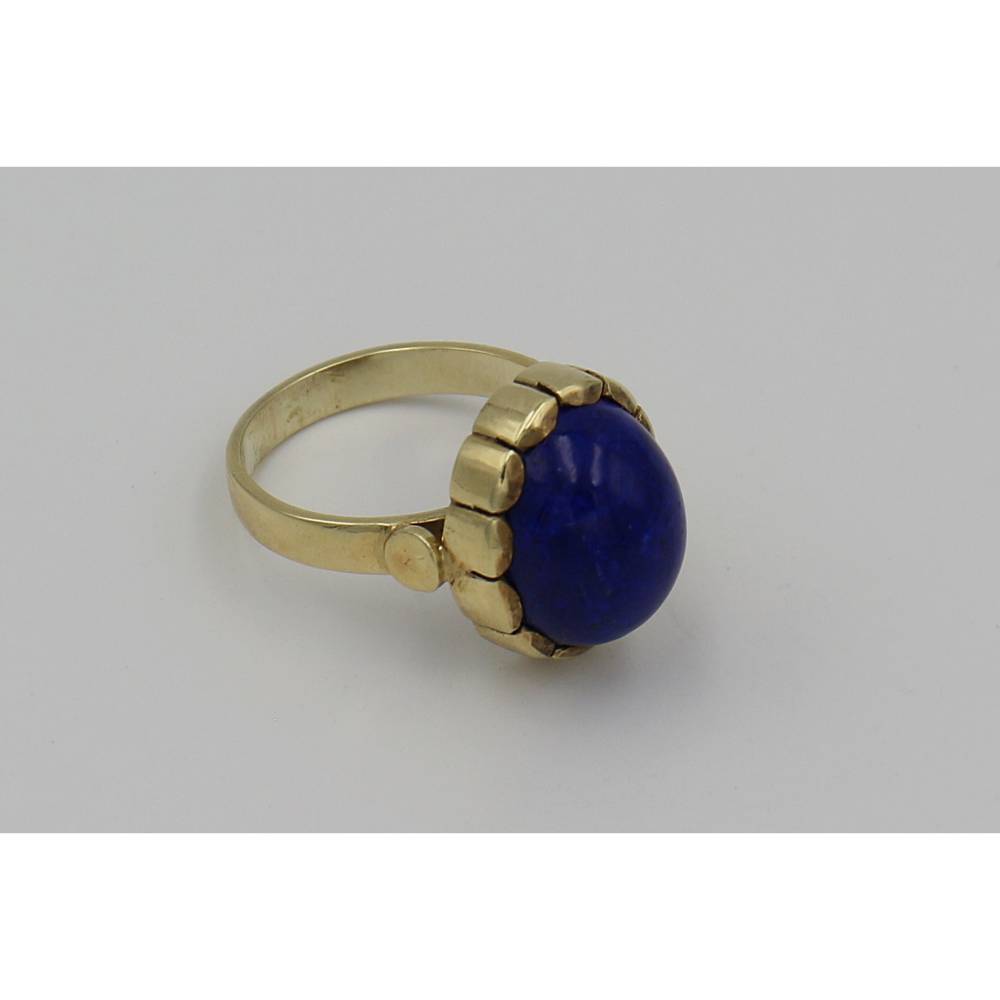 Lapislazuli Ring 585 Gold – Handgefertigtes Einzelstück, Ring mit echtem Lapislazuli in 14K Gelbgold Bild 5