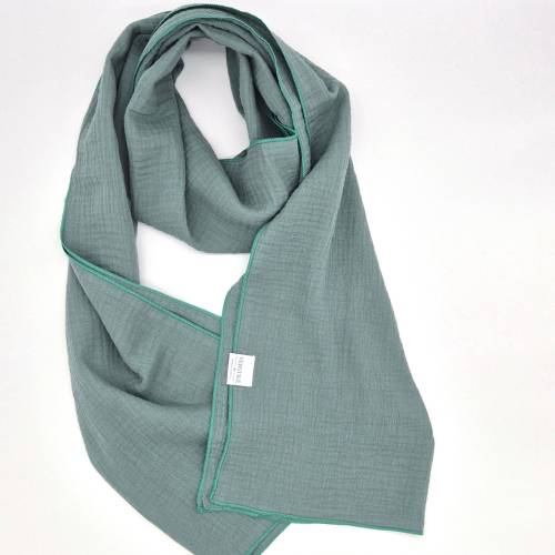 Musselinschal aus Bio-Baumwolle in salbei grün – weich, atmungsaktiv & nachhaltig