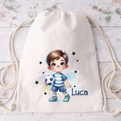 Kinder Turnbeutel mit Name Fußball Jungen personalisiert