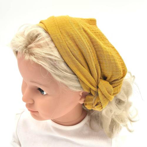 Bio-Musselin Haarband zum Binden senfgelb – 100 % Baumwolle, stylisch & bequem