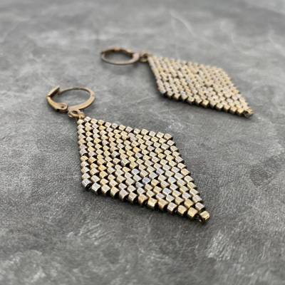 Handgefertigter Ohrschmuck, rautenförmig, leicht & angenehm zu tragen •|• Boho •|• Ethno •