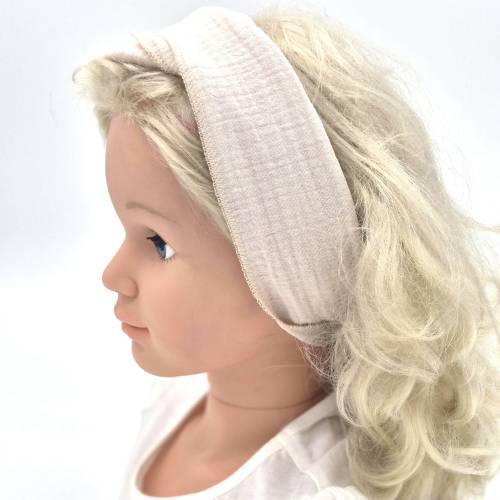 Haarband zum Binden aus Bio-Musselin Baumwolle oatmeal beige – flexibles Accessoire für jeden Look