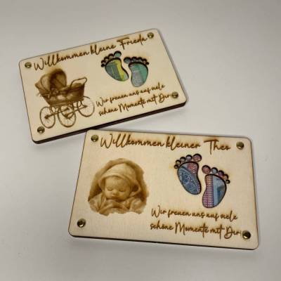 Personalisierbare gelaserte Geldgeschenkkarte aus Sperrholz – Das perfekte Geschenk zur Geburt oder Taufe!