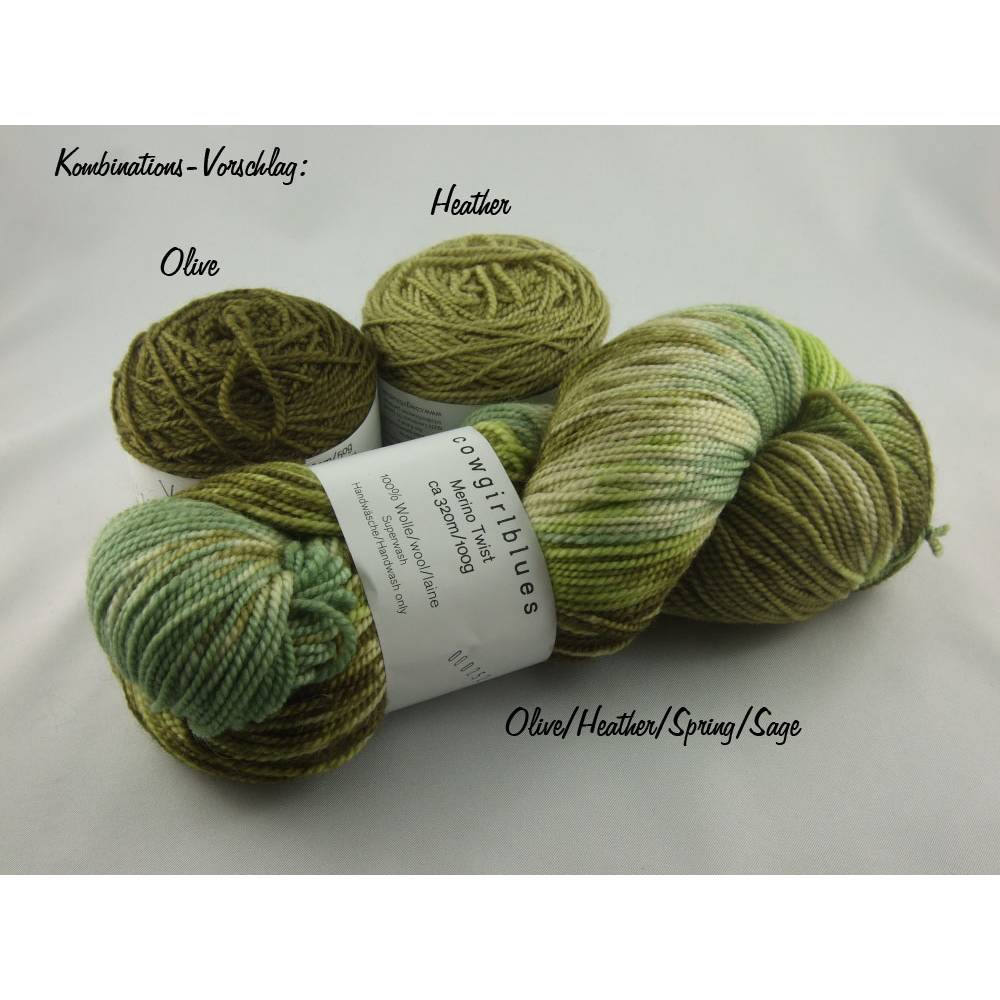 Merino Twist von Cowgirlblues: schöne handgefärbte Wolle in Olive, Heather, Spring, Sage Bild 2