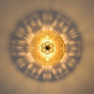 Lampe aus Holz, Blume des Lebens, Geometrischer Schatten, Schattenlampe, mit E27 Fassung