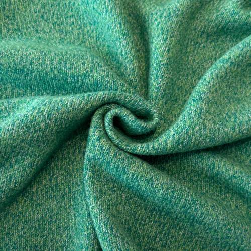 weicher Merino Strick in meliertem Grün – italienischer Strickstoff aus Schurwolle für Pullover, Strickjacken, Kleider
