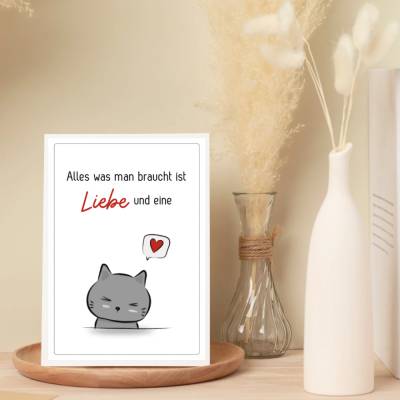 Grußkarte für Katzenfreunde – „Alles, was man braucht, ist Liebe und eine Katze“ mit passendem Umschlag